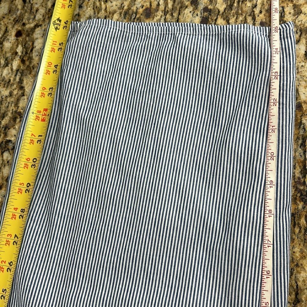 Vineyard Vines Cotton White And Blue Striped Wide Leg Ankle Pants Size 10 - Picture 9 of 10